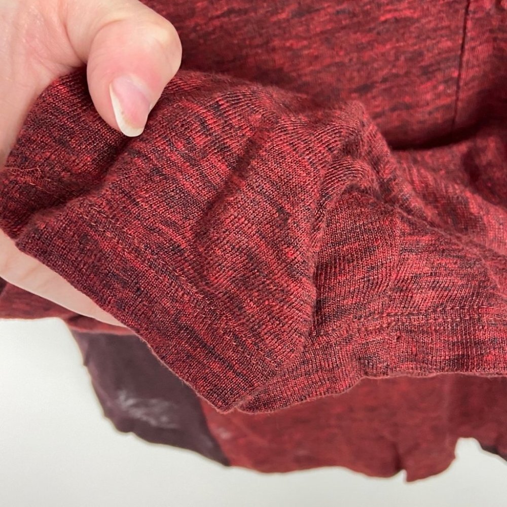 Madewell‎ 100% Linen Curveball Long Sleeve Tee Red Size XS Pocket Crew Neck Top - Picture 6 of 9